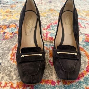 Tod's Black Suede Heels‎